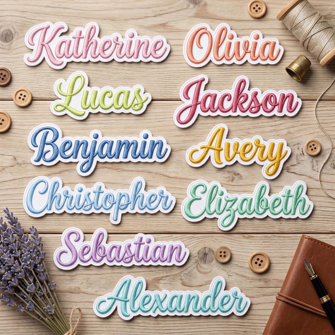 Custom Script Name Patch, Personalized Cursive Font Iron on Badge ...
