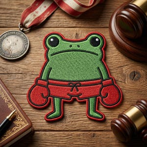 Funny Boxing Frog Embroidered Patch, Grumpy Frog Gym Badge Embroidered Patch, Combat Sports Toad Art Decal