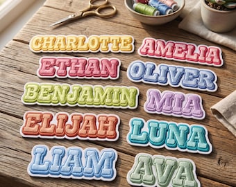 Custom Bubble Name Patch, Personalized Colorful Style Embroidery, Kids Backpack Name Tag Iron On, School Uniform Badge for Boys and Girls