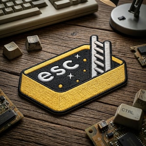 Esc Key Computer Button Embroidered Patch, Retro Tech Keyboard Escape Embroidered Patch, Funny Work Life Freedom Art Decal