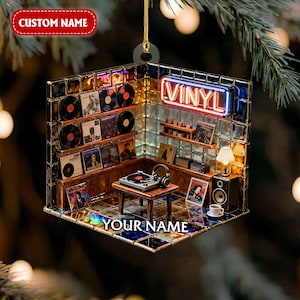 Personalized Vinyl Record Store Ornament, Music Lover Gift