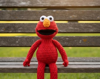 Rotes Monster Amigurumi Häkelanleitung, 25cm Plüschtier (Digitaler Download)