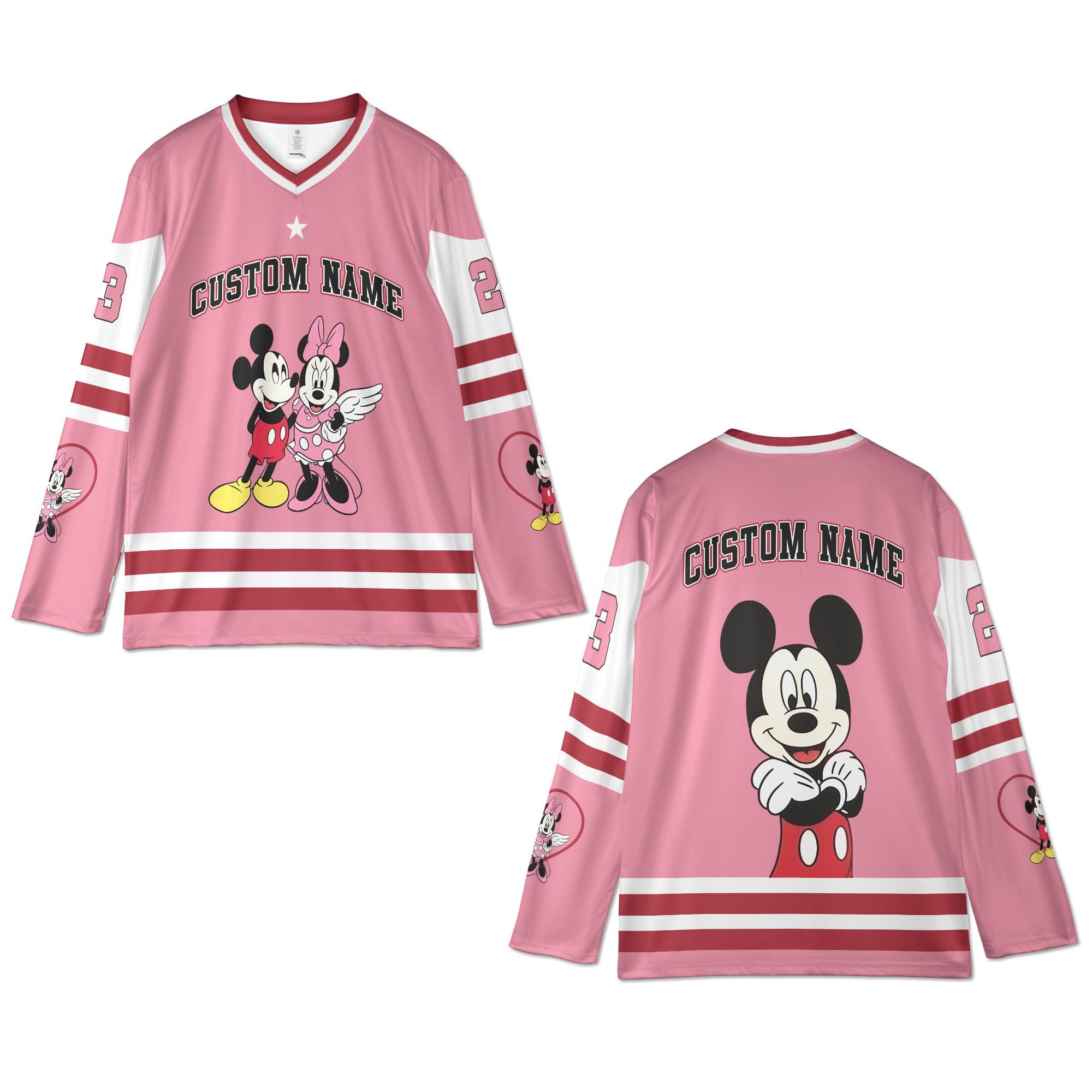 Discover Custom Mickey Mouse Hockey Jersey, Personalized Disney Hockey Shirt, Cartoon Team Outfit, Matching Family Disney Hockey