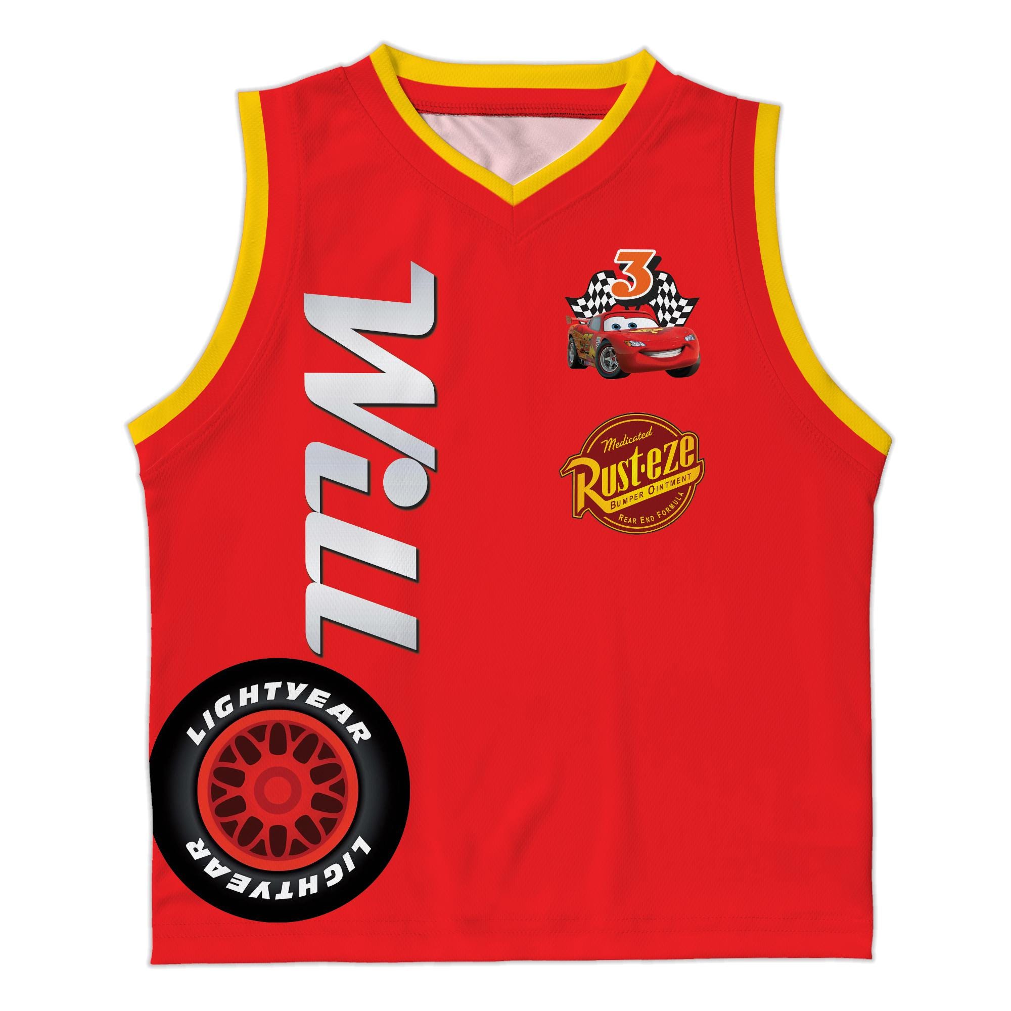 Discover Personalized Lightning McQueen 3D Tank Top, Custom Name Cars Tank, Birthday Shirt