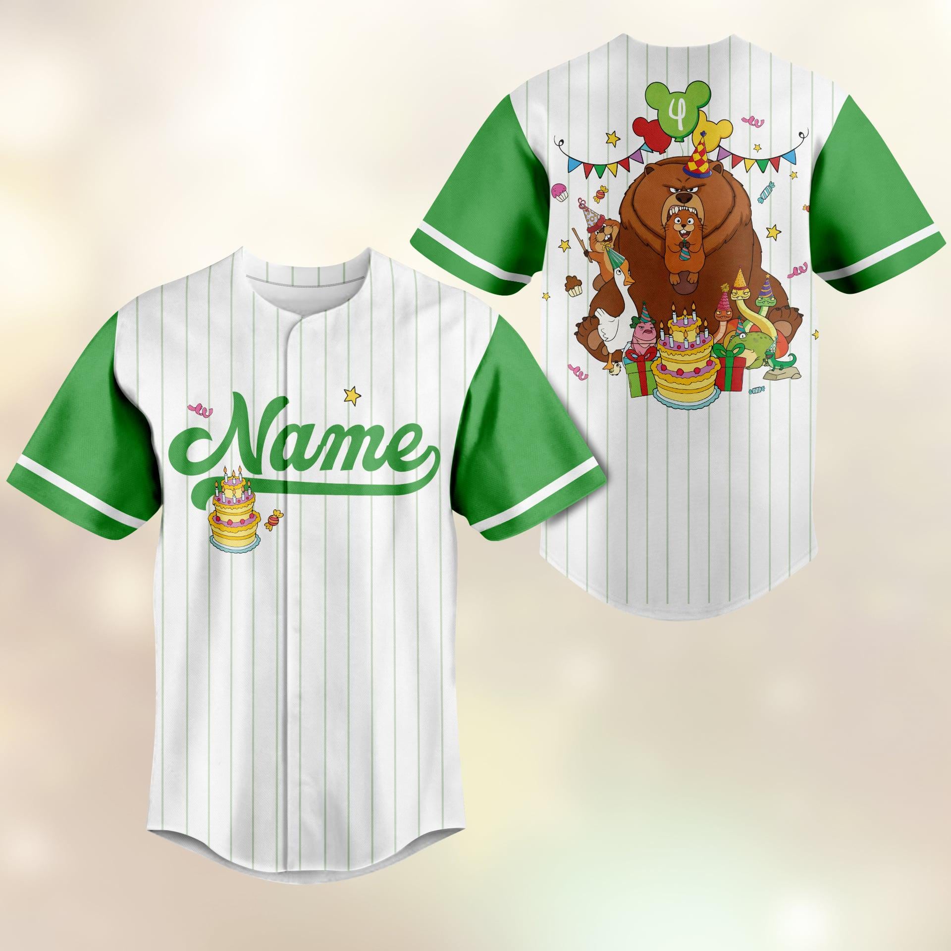 Discover Personalized Name Age Hoppers Birthday Baseball Jersey, Pixar Movie Hoppers Tom Lizard Jersey, Mabel Tanaka Ellen Bear, WDW Disneyland Birthday