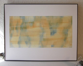 Overland.  Woodgrain inspired abstract landscape, subtle orange and blue 8 1/2" x 11" Giclée print