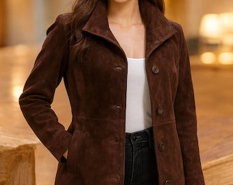 Handgefertigter Wildleder-Automantel - Damenjacke