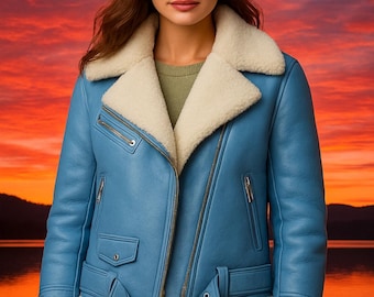 Handmade Suede Shearling Winter Jacket – Women's Leather Car Coat