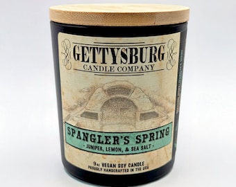 Spangler's Spring Candle – Juniper, Lemon, Sea Salt, Musk (9oz Vegan Soy)