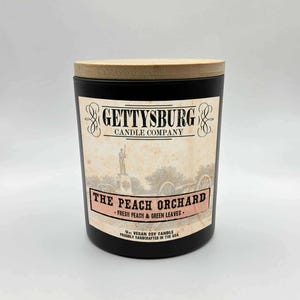 PREORDER The Peach Orchard Candle 9oz *Ships Mid-Dec* - Fresh Peach, Green Leaves | Gettysburg & History Inspired Vegan Soy Candle