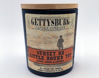 Sunset on Little Round Top Candle - Orange, Amber, Gardenia, Vanilla | Gettysburg & History Inspired 9oz Vegan Soy Gettysburg Candle Company