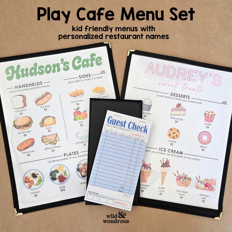 Restaurant Menu Matrix Examples Kids Restaurant Menu Toy - Etsy