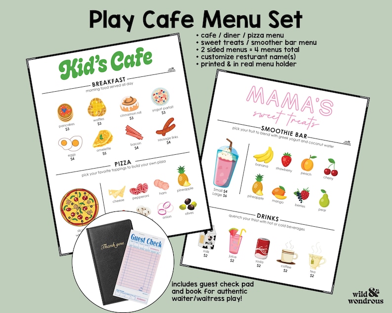 Kid Friendly Play Cafe Menus Set Bild 2