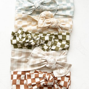 Baby top knot headband / baby headbands  / baby girl headbands / Toddler Headband / Top Knot  /  RETRO in Checker / Handmade by Guguberry