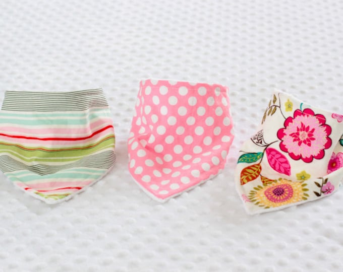 Baby Girl Bandana Bib Set of Three / Drooler Bib / Baby Bib / Etsy