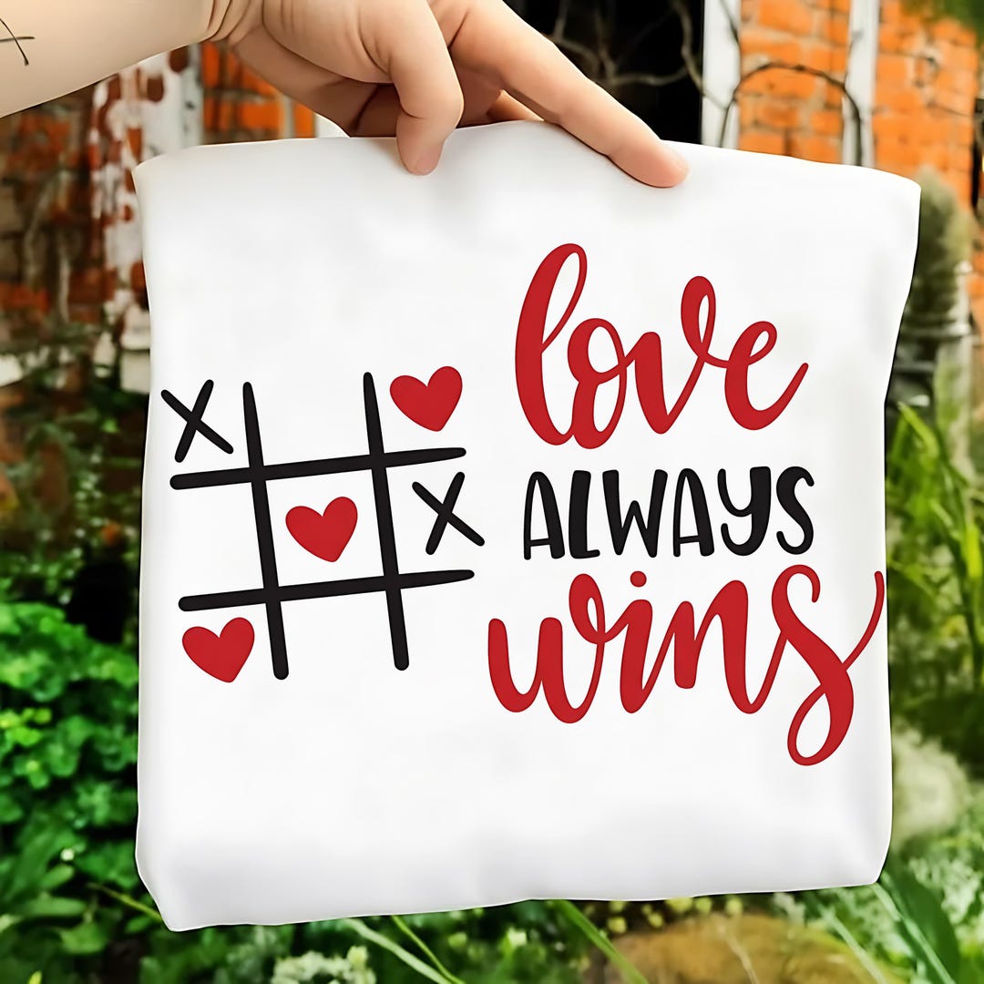 Love Always Wins SVG PNG Pdf, Valentine Tic Tac Toe Design, XOXO Hearts ...