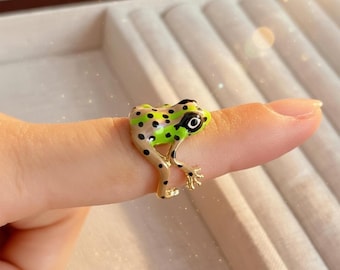 Adjustable Green Frog Ring – Animal Jewelry, Unisex Christmas gift