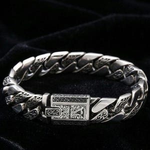 Pulsera de plata de ley 925 con diseño retorcido, pulsera vintage de cadena de enredadera, pulsera punk unisex, regalo llamativo de plata maciza para Halloween