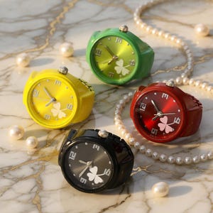 colorful clover ring watch quartz finger watch