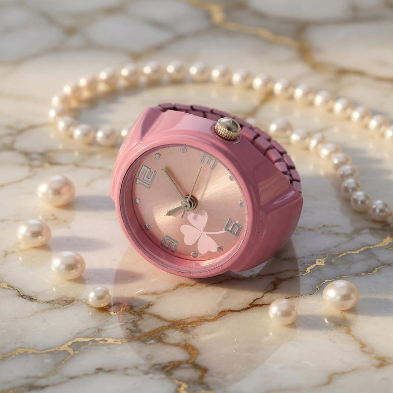 stylish ring watch with colorful clover dial
unisex finger watch cute statement jewelry