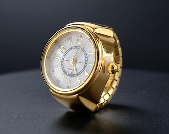 Unisex Finger Ring Watch Quartz Watch, Vintage Style Statement Ring Watch, Gold Silver Fashion Jewelry Gift for Couples Men Women