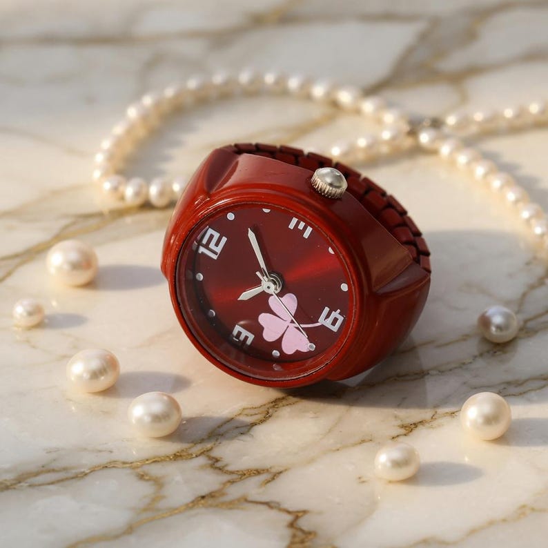 colorful finger watch statement ring accessory
clover ring watch for women men couples