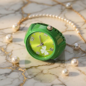 retro style clover finger watch close up