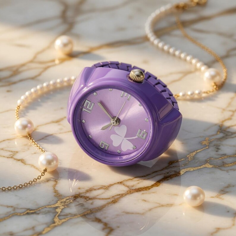 cute colorful watch ring fashion jewelry
minimalist clover ring watch trendy accessory