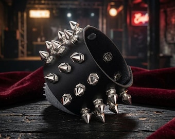 Spiked Punk Leather Bracelet | Gothic Rock Unisex Jewelry