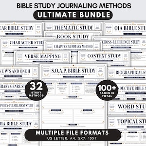 Printable Bible Study Methods, Bible Study Journal Methods, SOAP Bible Study Method, Bible Study Journal Inserts, Bible Study Inserts Bundle