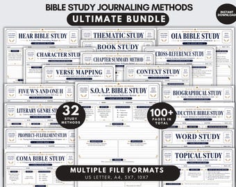 Printable Bible Study Methods, Bible Study Journal Methods, SOAP Bible Study Method, Bible Study Journal Inserts, Bible Study Inserts Bundle