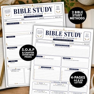 Ausdruckbares, geführtes Bibelstudienjournal, SOAP-Methode, digitales, ausführliches Bibelkapitel-Zusammenfassungstool