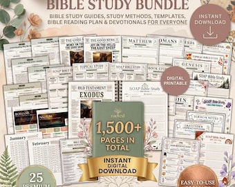 Bible Study Kits Bundle, Bible Study Journal Inserts, Printable Bible Study Journaling Methods, Christian Devotions