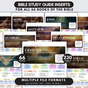 Materiales de estudio bíblico para los 66 libros, guías imprimibles de resumen bíblico para mujeres y adolescentes, devocionales cristianos, resúmenes bíblicos en PDF.