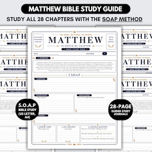 Matthew Bible Study Journal, 56-Page SOAP Workbook with Chapter Summaries, SOAP Bible Study Method