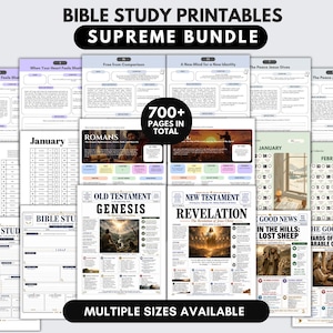 Printable Bible Study Guides Bundle, Bible Journal Supply Kit, Bible Reading Tracker,  Christian Devotions, Bible Study Planner Inserts