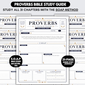Christian Proverbs Bible Study Journal , 56-Page SOAP Workbook with Chapter Summaries, Bible Study Journaling Method