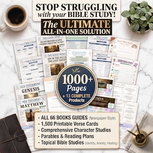Printable Bible Study Bundle, Bible Study Journal Kit, Bible Summary Printables, Beginner Bible Study Tools, Christian Devotions