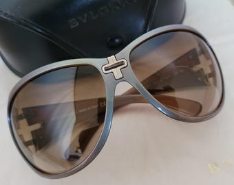 BVLGARI 8040 945/13 Brown Gradient Oversized Sunglasses - Authentic - MINT Size: 70-13 120 made in Italy