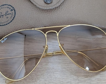 Gafas de sol vintage B&L RAY-BAN Aviator Brown Changeables 62-14 fabricadas en EE. UU.