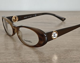 Monturas de gafas CHANEL 3156 de acetato marrón auténticas, fabricadas en Italia - NOS