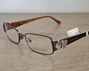 BVLGARI 2030-B Women's Rectangular Eyeglasses Frames with Swarovski Crystals - NOS