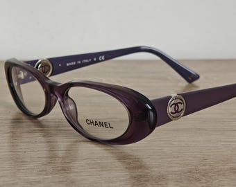 Authentische CHANEL 3156 Brillenfassungen Lila Acetat Made in Italy - NOS