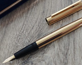 Waterman Facette Gold Plated Fountain Pen - Gold Nib 18K-750 - Made in France
