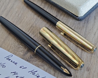 Vintage Parker 61 Fountain Pen & Pencil Set – 14Ct Rolled Gold Heirloom Rainbow Cap, England