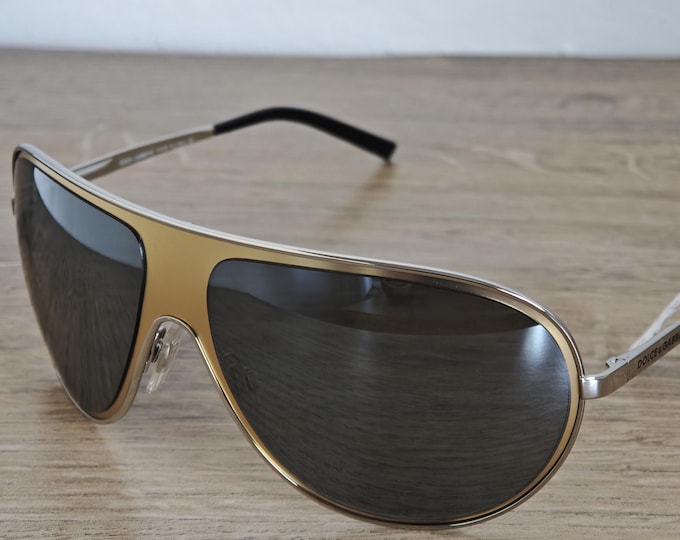 Dolce & Gabbana DG 2024 Gold+Silver Aviator Sunglasses - NOS - Discontinued