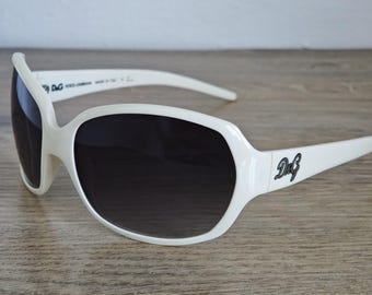 Gafas de sol vintage Dolce & Gabbana DG 8018 blancas para mujer, fabricadas en Italia