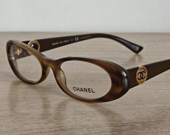 Authentische CHANEL 3156 Braune Acetat Brillenfassungen Made in Italy - NOS
