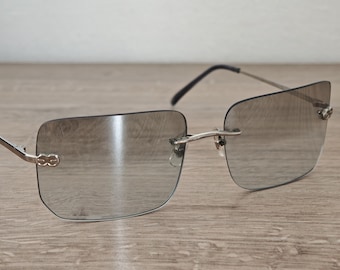 Vintage ESCADA E1298 Rimless Sunglasses Made in France - Gray Gradient