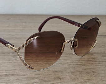 Vintage Christian Dior Sunglasses – 1980s Rimless Gradient Brown, Austria